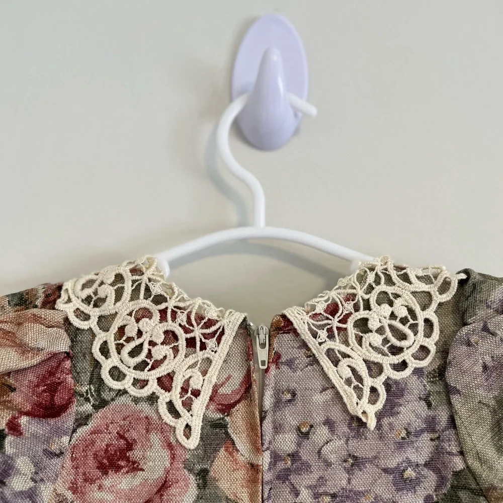 Vintage Good Lad linen blend floral dress with lace collar 🖤 - Picture 10 of 10